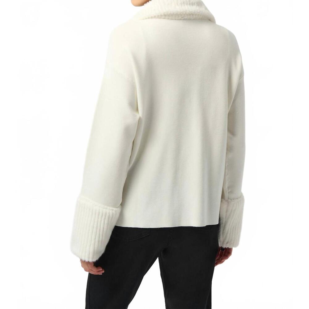 NEW JOSEPH RIBKOFF knit coat with fur trim in off white - Picture 3 of 5